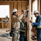 A framed roof structure photographed on site by Marcus Reyes