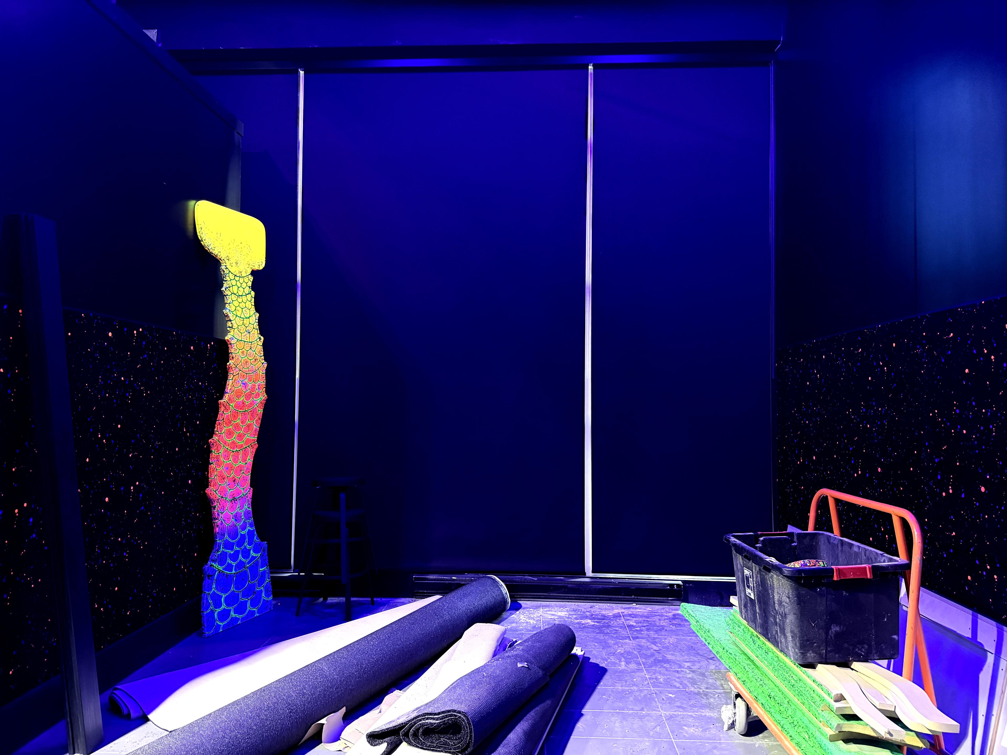 Commercial Black Blackout Roller shades for Night Golf and Games